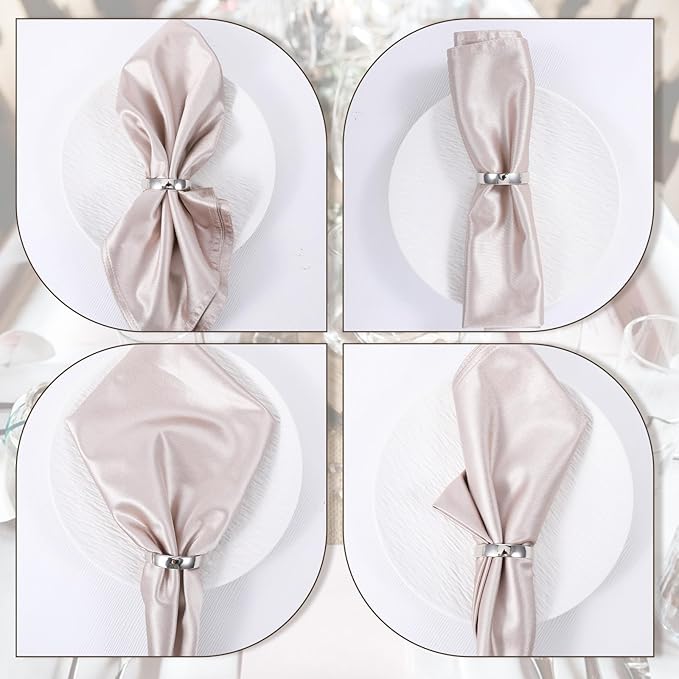 30pcs Napkin Rings, Semicircle Sturdy Metal Napkin Holder Buckles Elegant Spring Fall Thanksgiving Christmas Decor for Family Dinner Easter Table Settings Wedding Birthday Banquet Party(Silver)