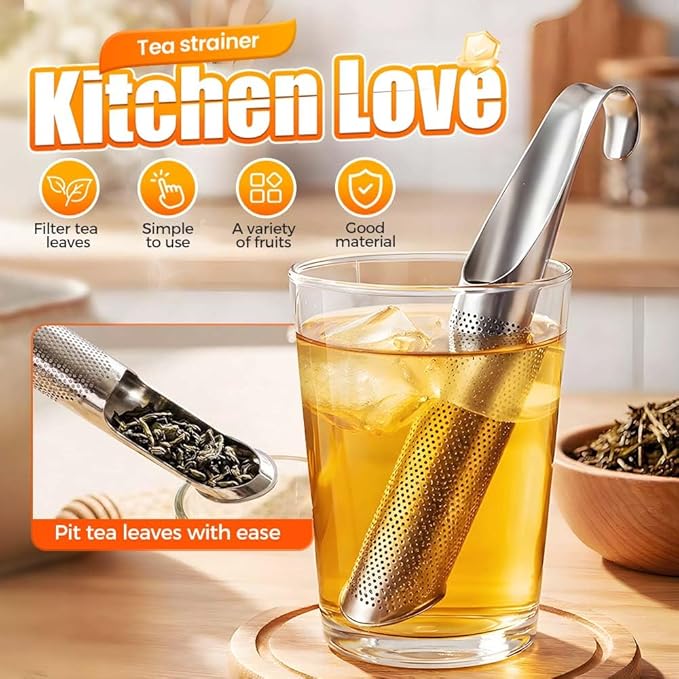 Kruggo Stainless Steel Tea Strainer, 2026 Upgrade Fine Holes Tea Diffuserfor Loose Tea Leaf, with Hanging Hook Handle, Tea Strainer for Office, Home, Travel (3PCS)