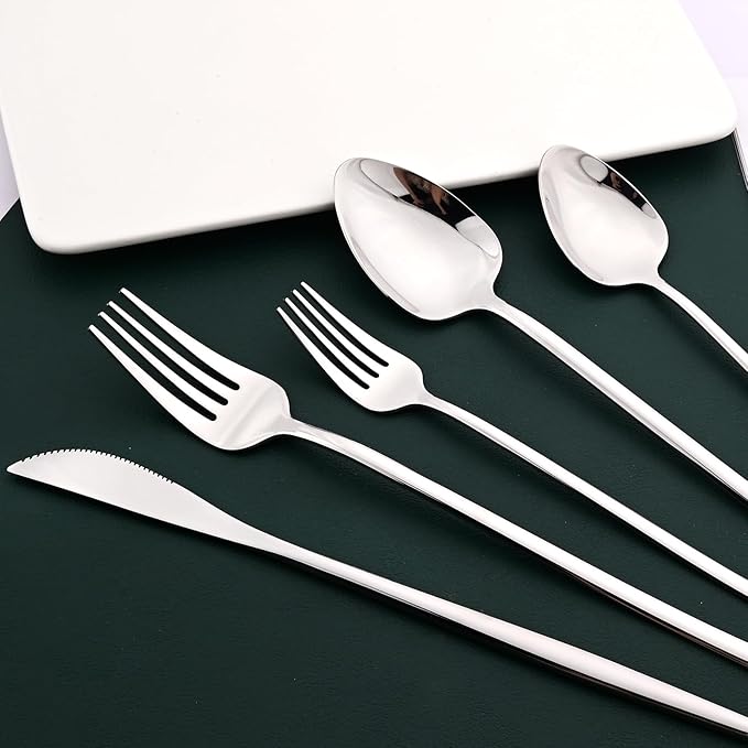 36-piece Silver 18/10 Stainless Steel Flatware Set, Resuable Cutlery Set For 6, Complete Tableware Set For Home Restaurant Wedding Party Daily Meal, Mirror Polish