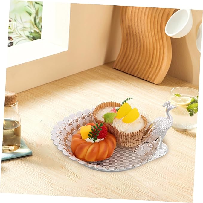 Decorative Peacock-shaped Fruit Platter for Parties Elegant Metal Serving Tray for Snacks Cakes and Treats for Tea Parties and Home Decor