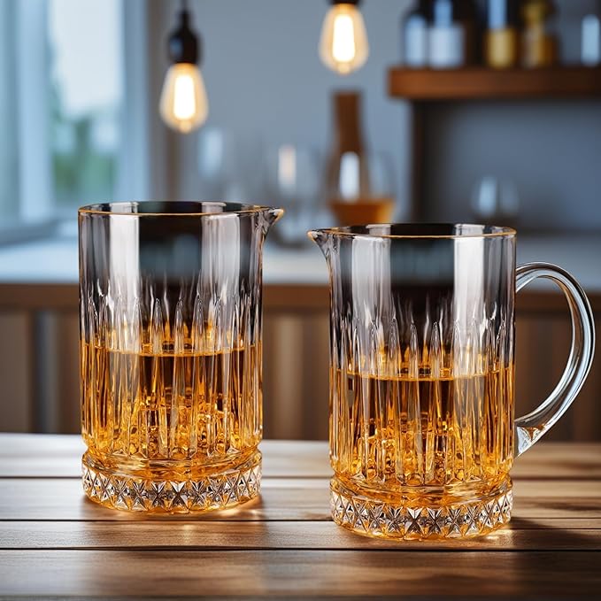 21oz Cocktail Mixing Glass Pitcher Set Drinking Glasses Cups Bar Mixing Glass - 6PCS Barware Glass Bartender Kit for Martini, Manhattan, Old Fashioned - Wedding Anniversary Birthday Gift for Home Bar
