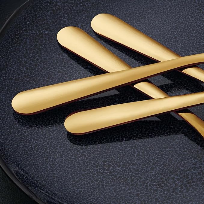 Unokit Dinner Spoons Set 24 Pieces (7.4 inch) - Stainless Steel silverware, Tablespoon, Silverware Spoons for Home, Kitchen or Restaurant - Mirror Polished, Dishwasher Safe - Gold