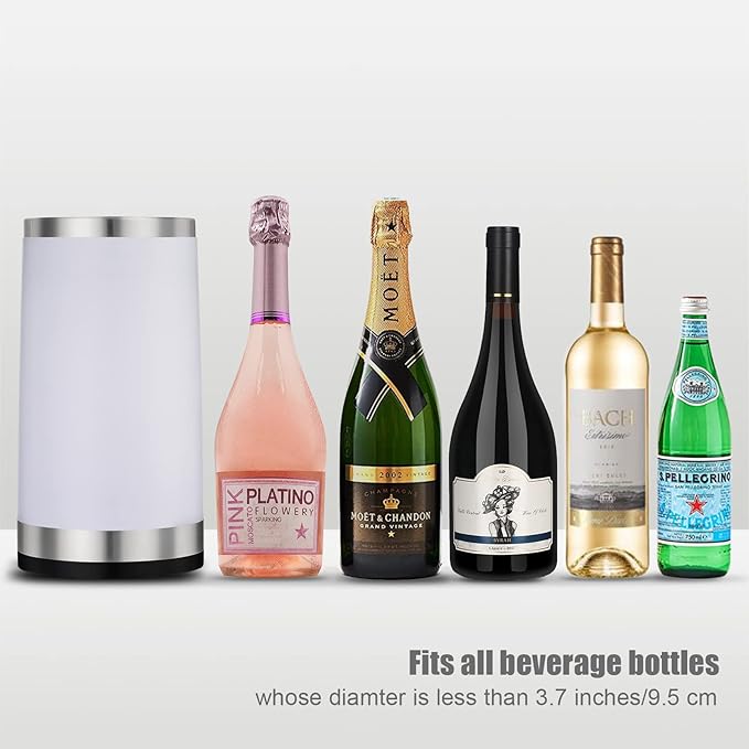 Elrigs Wine Chiller with RGB Touch Lamp| Wine Bottle Cooler Bucket| Double Walled Insulator with 2 Ice Pack for 750ml Champagne| Perfect Wine Gifts for Women/Men| Wine Accessories for Party/Dinner