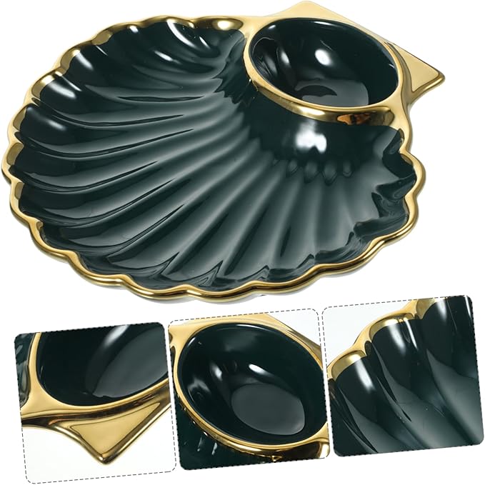 1pc Dumpling Plate Sauce Versatile Sushi Dish for Snacks Fries and Appetizers Easy to Clean Shell-shaped Ceramic Plate for Home and Restaurant Use