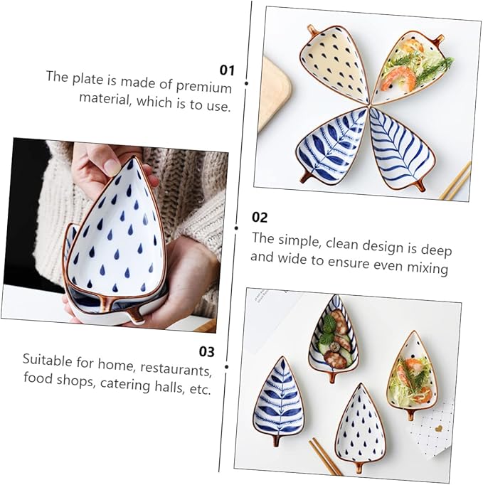 Sosoport 3pcs Ceramic Mini Sauce Dish Set Colorful Glazed Kitchen Appetizer Plates Food Sauce Dishes for Entertaining Dishwasher Safe Random Style
