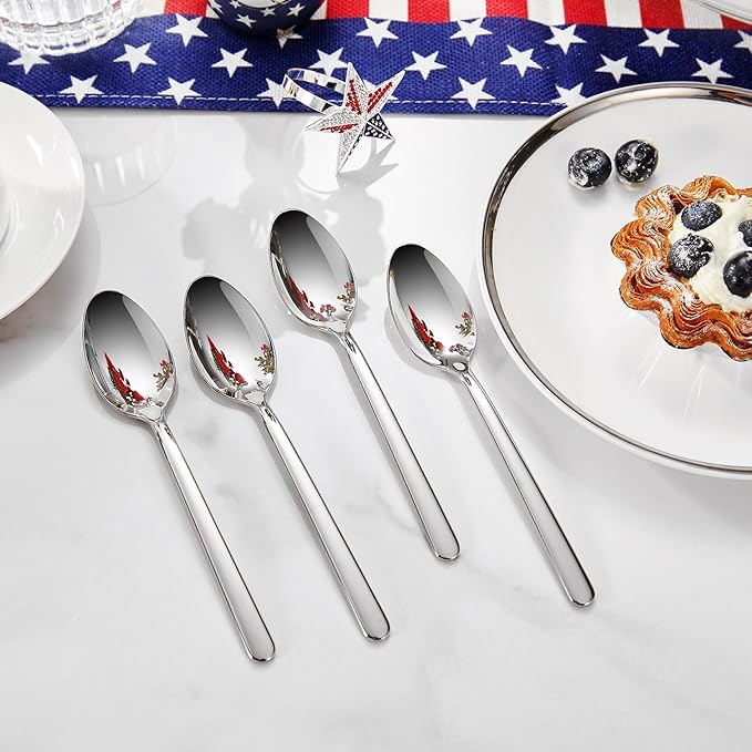 KEAWELL Premium Lucent 4-Piece 5.8 inch Spoon Set – 18/10 Stainless Steel Silverware with Mirror Polish, Dishwasher Safe for Table Setting and Entertaining (4, Small Spoons)