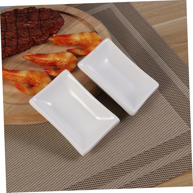 Veemoon Rectangle Soy Dish 2 Pcs 3 Inch Sauce Plates for Appetizer Serving Japanese-style Condiment Plate