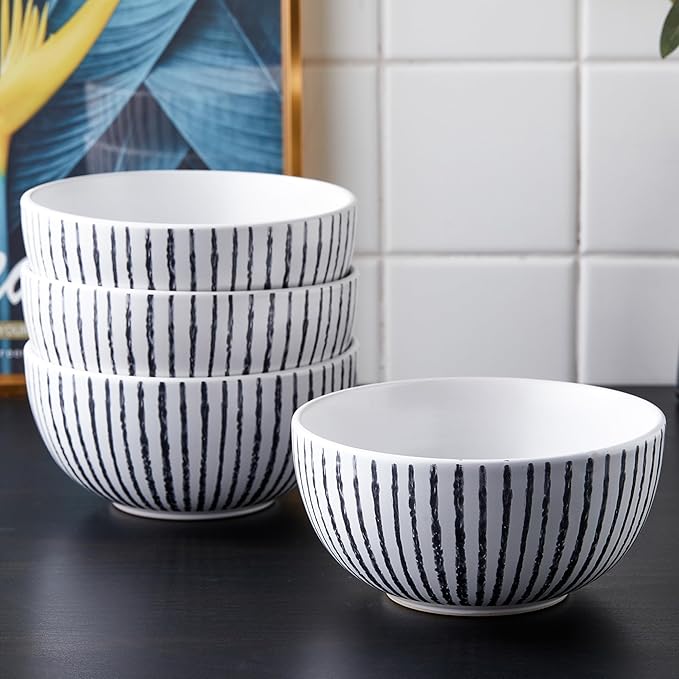Stone Lain Nova Modern Stoneware Dinnerware Set, Plates and Bowls Set, 16-Piece Dish Set Service for 4, Black