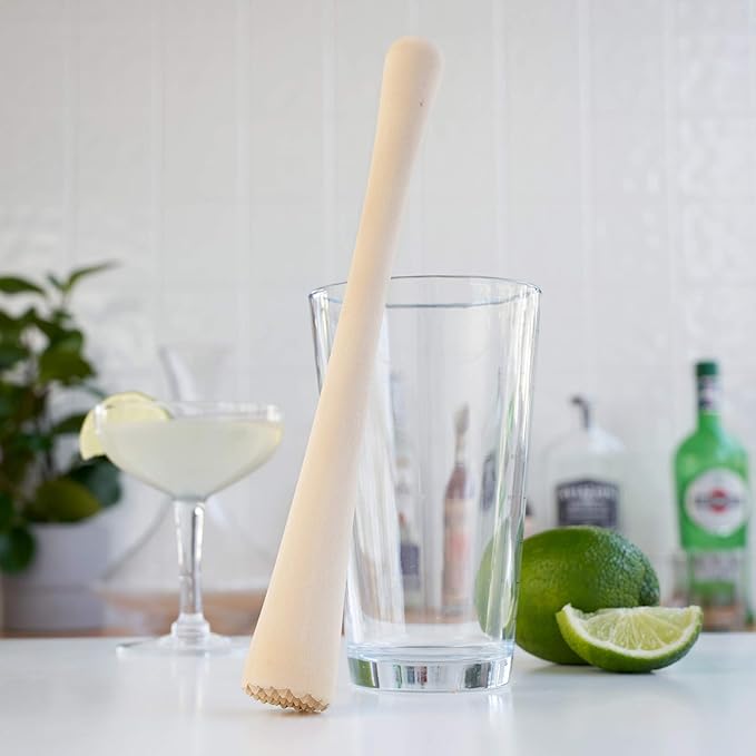 True Smash Wooden Muddler for Cocktails with Ergonomic Contoured Handle, Durable Cocktail Muddlers, Herbs and Fruit Crushers, Home Bar Accessories, 9.75", Set of 1