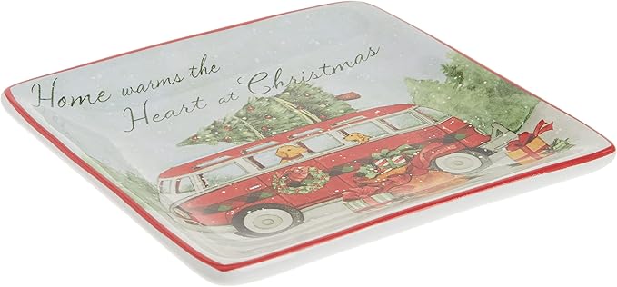 Home for Christmas 6" Canape Plate, Set of 4 Assorted Designs