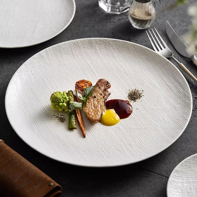 SONGCHAO Party Supplies Matte Cloth Grain Ceramic Dinner Plate Home Round Plate Shallow Plate Restaurant Appetizer Plate Dessert Plate Party Plates (Color : 16cm)