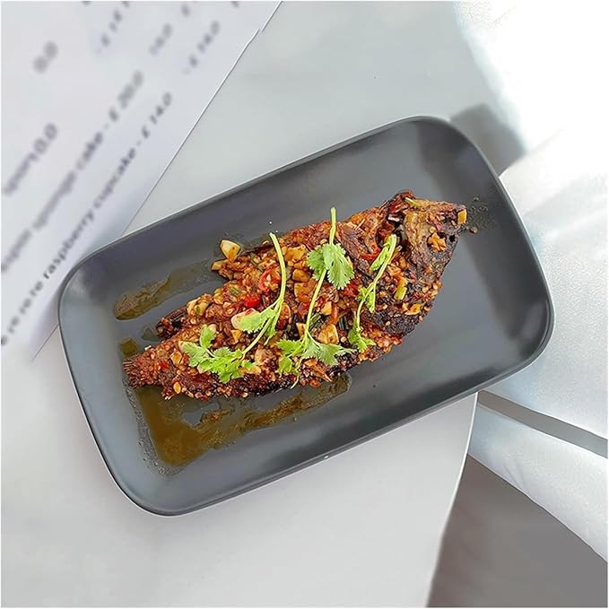 SONGCHAO Party Supplies Rectangular Dinner Plate Ceramic Home Salad Plate Restaurant Coffee Shop Fruit Plate Sushi Plate Dessert Plate Flat Party Plates (Color : A)