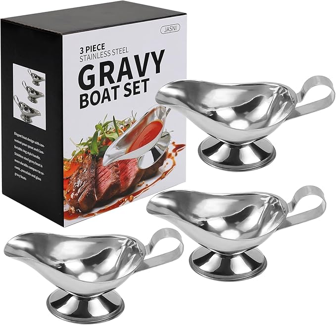 Stainless Steel 3 OZ Gravy Boat Juice Bucket Dish Roasting Sauce Dish 3 Pack