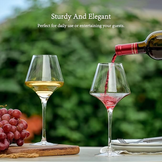 BACLIFE Red Wine Glasses Set of 4 – 20 oz Premium Crystal Wine Glass With Long Stem – Hand Blown Large Burgundy Wine Glasses – Unique Gift for Wedding, Anniversary, Christmas
