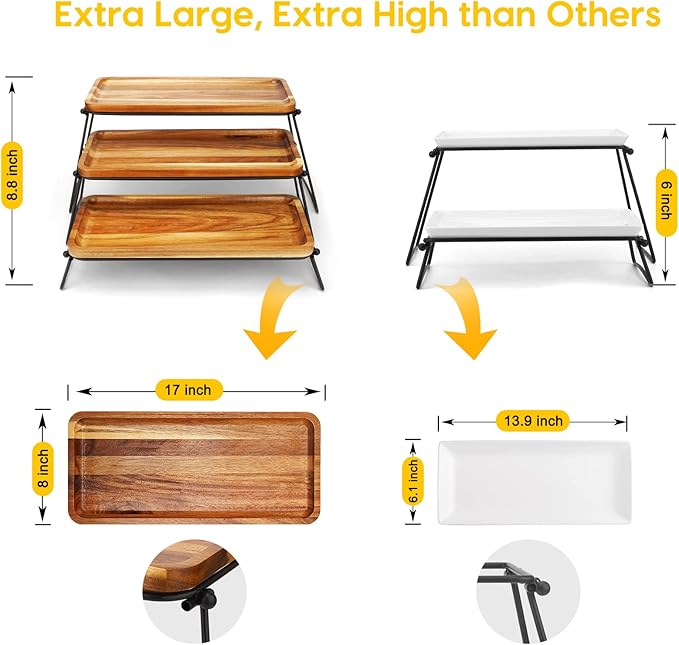 Manspdier 3 Tier Cupcake Stand & Towers Serving Tray for Party, Acacia Wooden Dessert Table Display Set, Decorative Tiered Decor Small Chees Charcuterie Boards Rustic Wood Platters Trays, (A010)