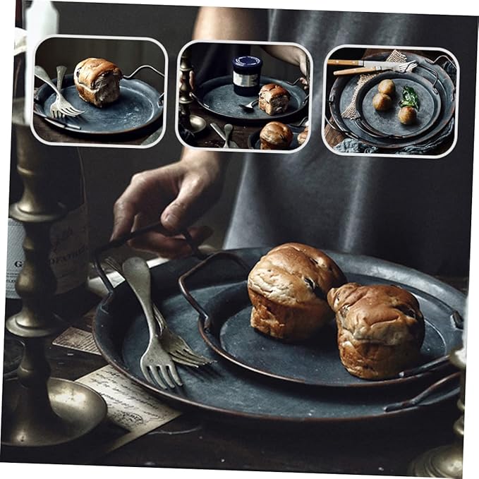 PRETYZOOM 1Pc Vintage Iron Art Storage Plate Retro Jewelry Display Tray Shape Home Serving Tray Easy to Clean for Desserts Fruits and