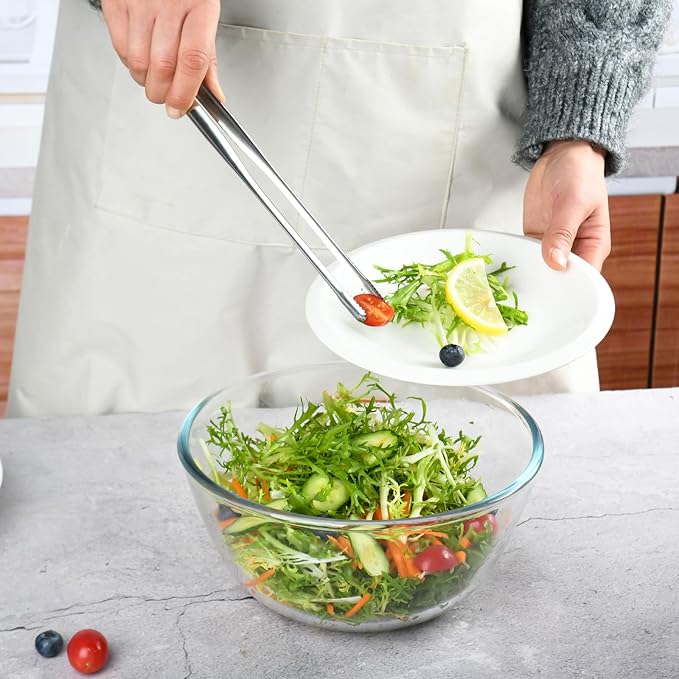 3 PCS Long Handle Stainless Steel Serving Utensils,18/8 Large Serving Spoons Set, Include Serving Spoon,Slotted Spoon,Serving Tong, Kitchen Utensil, for Buffet Catering Banquet, Dishwasher Safe