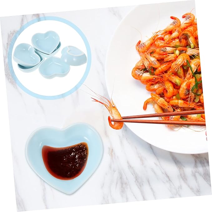 GLEAVI 6Pcs Heart Shaped Sauce Dishes Japanese Style Appetizer Plates for Dipping Sauces and Condiments for Home and Restaurant Use Decorative Serving Bowls