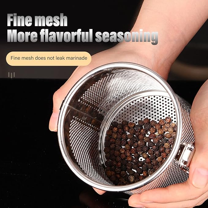 TOPINCN Stainless Steel Filter, Multipurpose High Temperature Easy Slag Filtering Stainless Steel Seasoning Bag Fine Mesh for for Home (1.3L)