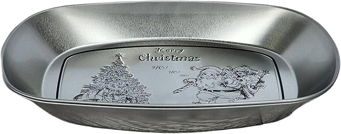 Silver Metal Oval Decorative Tray Set of 3, Essentials, Christmas & Holiday Decor, Embossed Vanity Serving Trays for Entertaining and Gifting