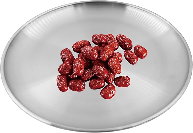 304 Stainless Steel Plates,Silver Round Dinner Dishes,Feeding Serving Camping Plates,Reusable Dinner Plates,Durable Metal Plates, Double Walled Plates for Picnic BBQ Steak 2, 23cm/9.06''