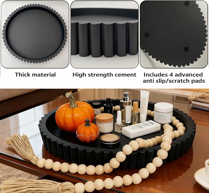 Oval Tray for Coffee Table Décor 13" Concrete Modern Decorative Trays Home Décor Accents -Coffee Table Centerpieces -Island Decor Contemporary Tray