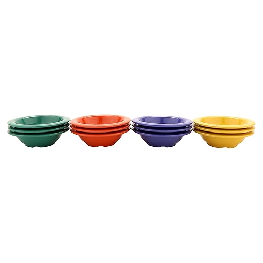 G.E.T. B-454-MIX Melamine Narrow Rim Fruit/Dessert Bowl, 4.5 Ounce, Assorted Colors (Set of 12)