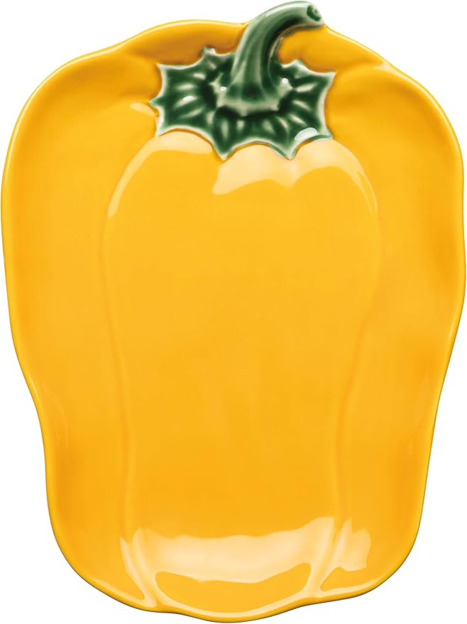 Now Designs Bell Pepper Collection Stoneware Dish, Bell Pepper Shaped, W6 x L8.75in, Dishwasher & Microwave Safe