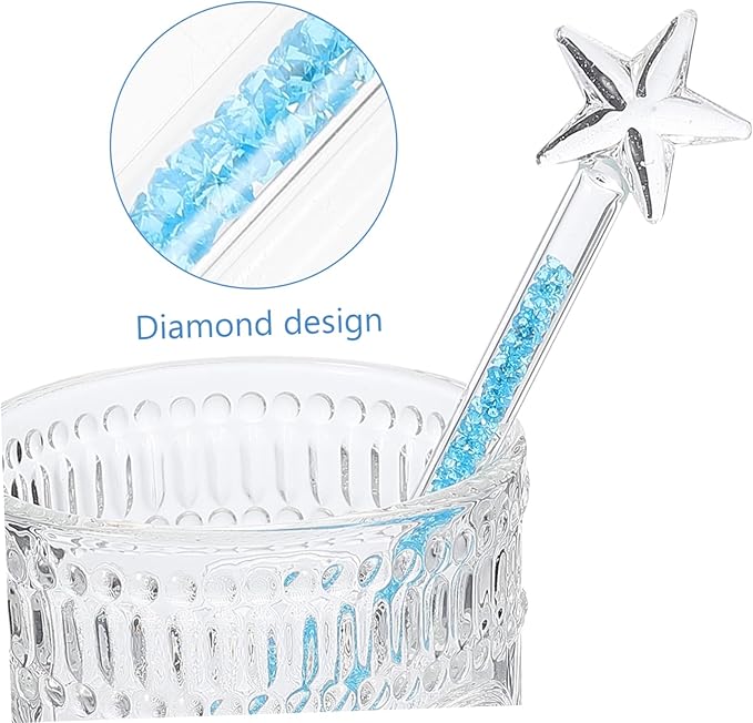 Star Shaped Glass Stirring Rod Beverage Mixing Stick for Coffee Juice Cocktails Heat Resistant and Easy to Clean Home Bars and Restaurants