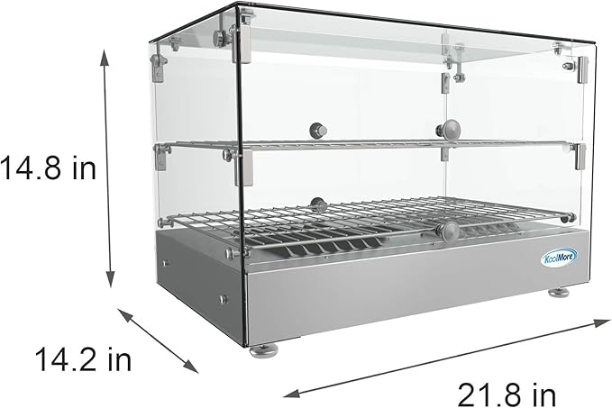 KoolMore - HDC-1.7C 22" Self Service 2 Shelf Commercial Countertop Food Warmer Display Case - 1.7. cu ft, Silver