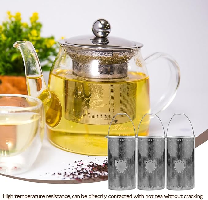 Luxshiny Stainless Steel Tea Strainer Insert for Teapots Fine Mesh Tea Filter Basket Replacement for Loose Leaf Brewing Pot Accessories for Home and Office