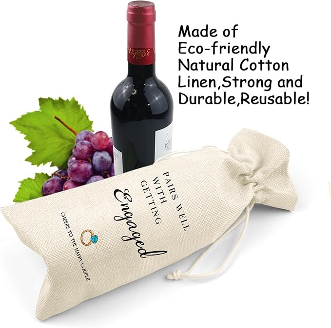 LANBAIHE Engaged Wine Bag - Wedding Shower Gifts, Bridal Engagement Gifts for New Couples, Wedding Party Decorations