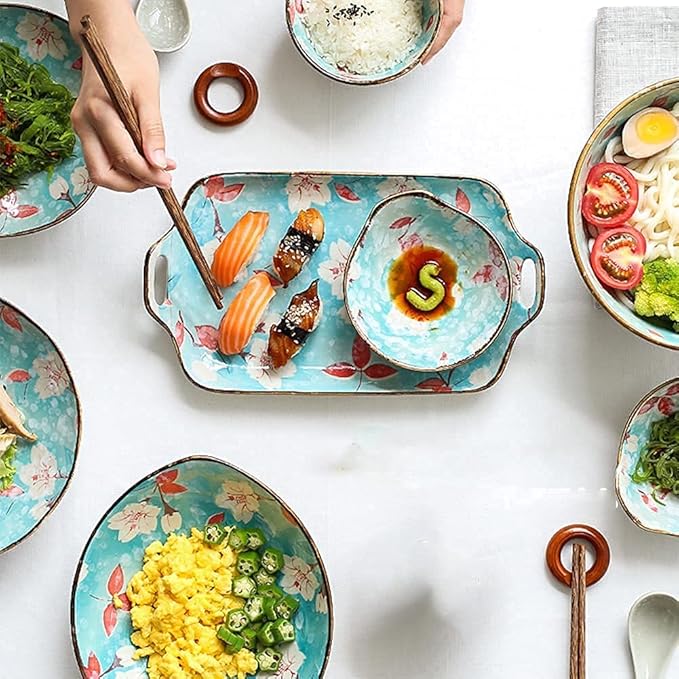 Porcelain Dinnerware Sets Plates and Bowls Sets 11 Pcs Dinnerware Sets, Porcelain Tableware Set with Plates Dishes and Bowls, Ceramic Dinner Set, Microwave and Dishwasher Safe