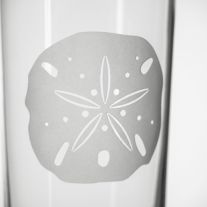 Rolf Glass Sand Dollar Highball Glass 15 ounce | Set of 4 Cooler Glasses | Lead-Free Glass | Engraved Drinking Glass with Heavy Base | Proudly Made in the USA