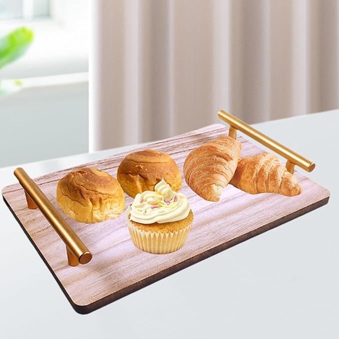 Elegant Donut Serving Tray with Convenient Handle for Desserts, Golden