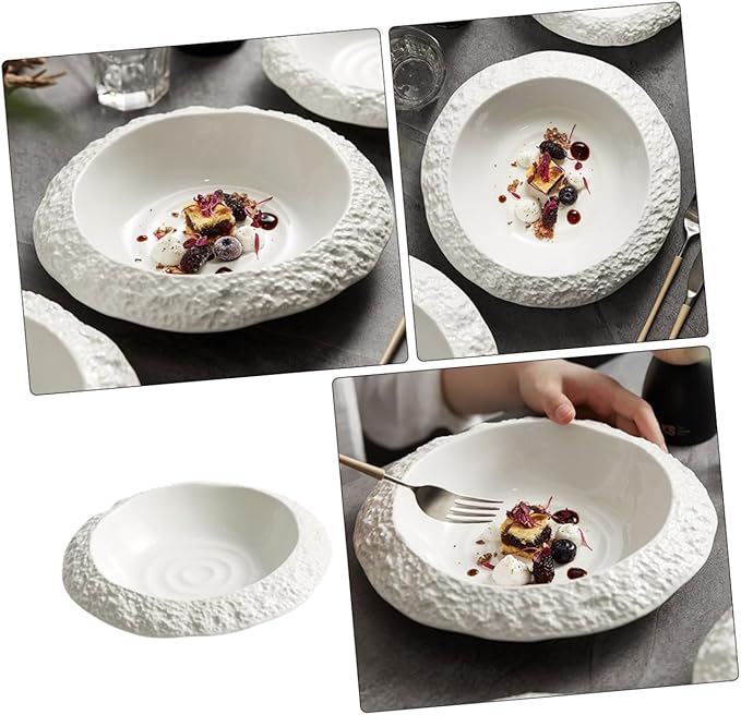Zerodeko Ceramic Plate Decorative Dish for Salad Steak Appetizers Creative Shaped Dinnerware for Family Restaurant Hotel Use for Parties and Special Occasions
