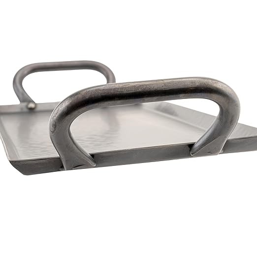 G.E.T. SSTPD-1906-ANT Heavy-Duty Rectangular Metal Serving/Ottoman Tray with Handles, 19" x 6", Hammered Bronze