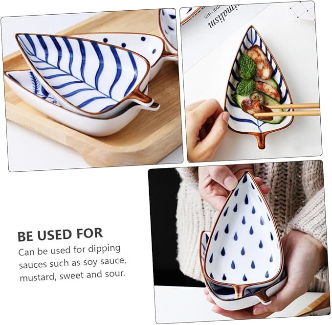 LIFKOME 3pcs Ceramic Appetizer Plates Simple Design Seasoning Dishes for Sauces Dips Anti-slip Base for Home Restaurant Use Random Styles