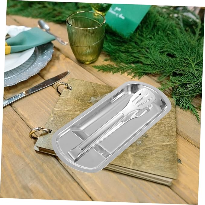 LIFKOME Clip Tray for Kitchen Stainless Steel Serving Trays Buffet Plate Easy to Clean Multifunctional Tableware Storage