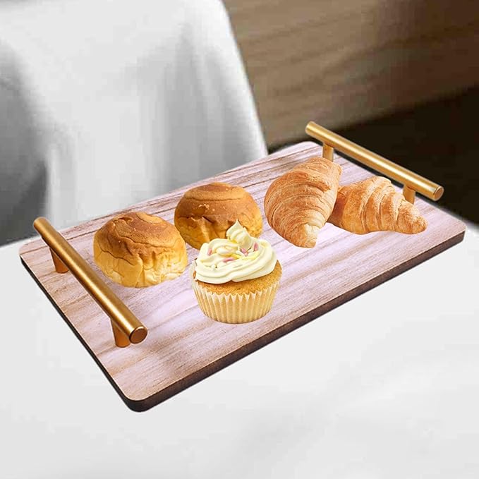 Elegant Donut Serving Tray with Convenient Handle for Desserts, Golden