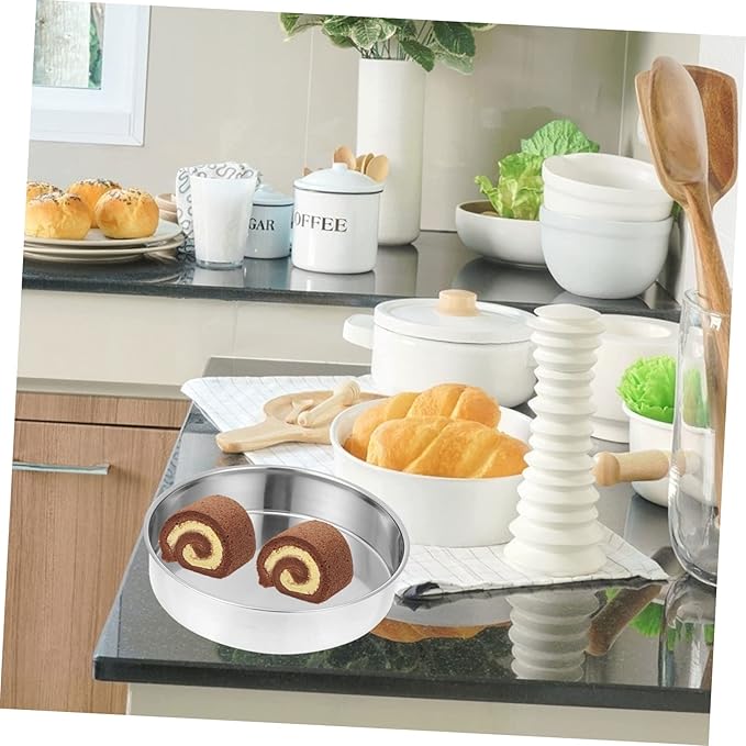 Cabilock 2 pcs Stainless Steel Steaming Plates for Kitchen Supplies Silver Serving Trays for Cold Noodles Cakes Easy to Clean Polished Design Dishwasher Safe