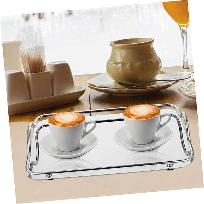 Silver Tray Portable Serving Tray Handles Stainless Steel for Wedding Parties