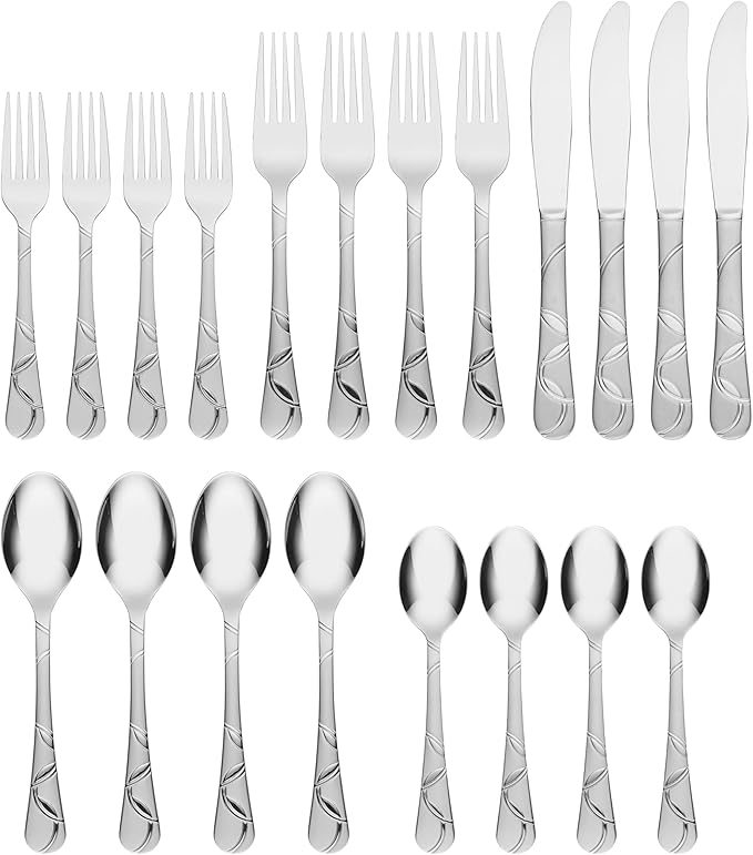 Cambridge 174720CSLG12DS Felicity Sand 20-Piece Flatware Set, Service For 4