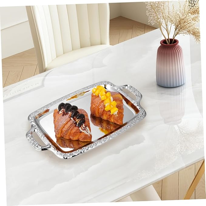 VALICLUD 1Pc Chic Metal Serving Tray Vintage Style Bread Container for Dining Room Kitchen Home Multi Purpose Tableware for Serving and Storage