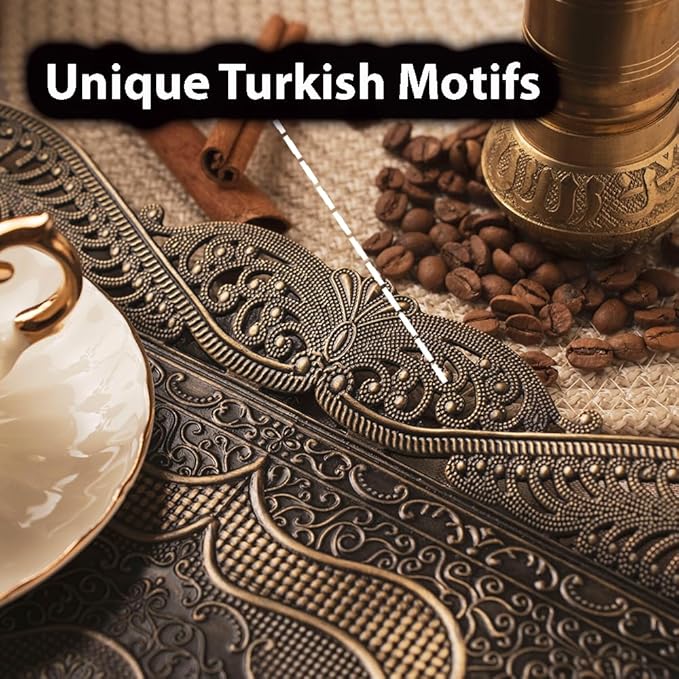 Moroccan Antique Coffee Tea Serving Tray Table Home Decor Decorative Handle - Antique Arabic Brass Fancy Persian Rectangle Vintage Retro Rustic Ottoman Farmhouse Style Decor Tray Traditional