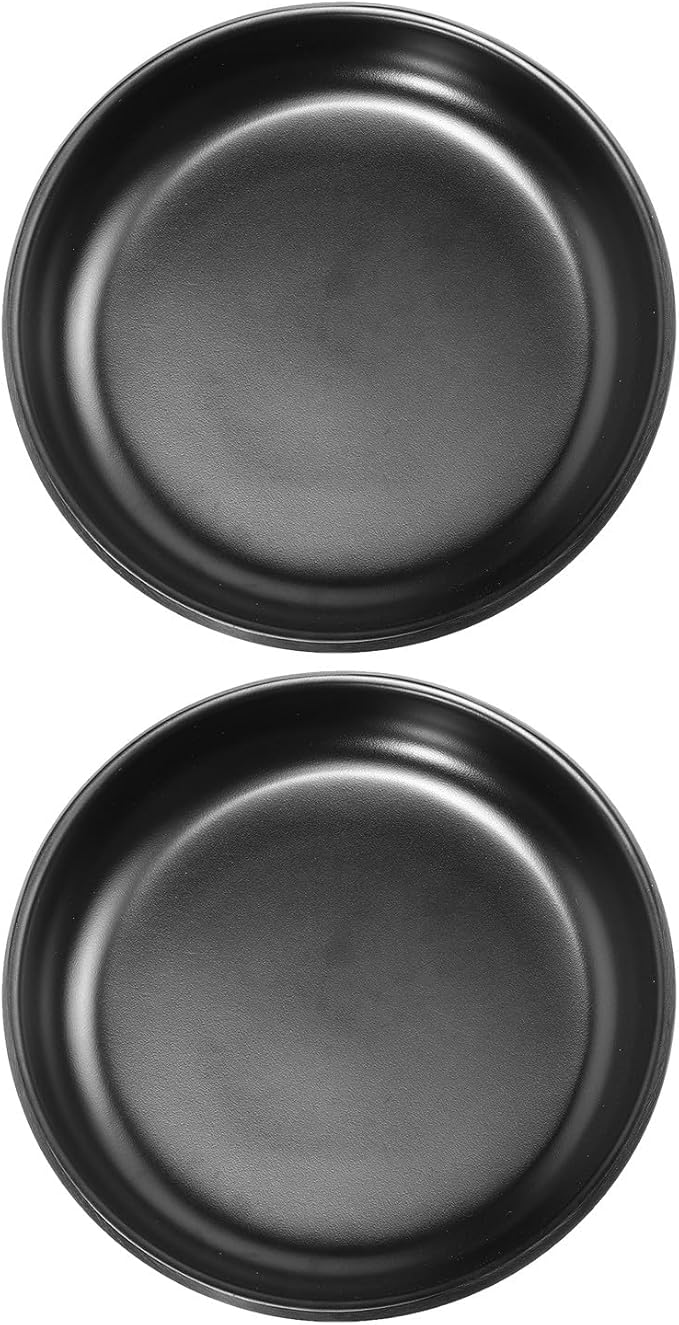 Lurrose Melamine Appetizer Plates 2pcs Set, round Snack Dish and Sushi Tray, Sturdy Break-resistant Plastic Tableware for Home Dining and Outdoor Use