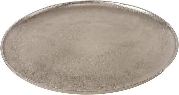 BOLTZE Phoenix 2070747 Tray in Silver Aluminium Height 2 cm Diameter 42 cm Round Handmade Serving Tray Decoration