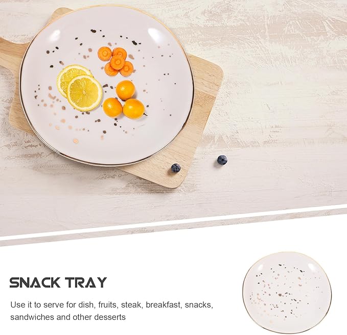 Ceramic Pasta Plate Nordic Style Irregular round Food Serving Plate White Speckled Design for Residential and Hospitality Appetizer Serving