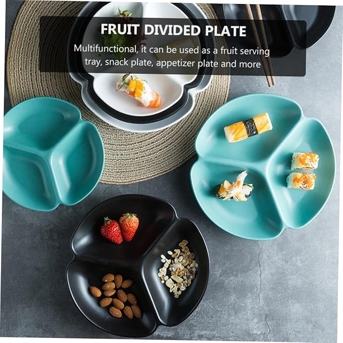 PRETYZOOM Multifunctional Ceramic Plate Divided Trays for Snack Party Serving Trays