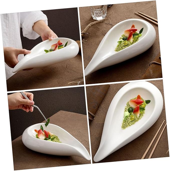 OUNONA Ceramic Appetizer Serving Plate Irregular Food Dish for Cold Foods Nuts and Seasonal Delights Dishwasher Safe for Home and Restaurant Use